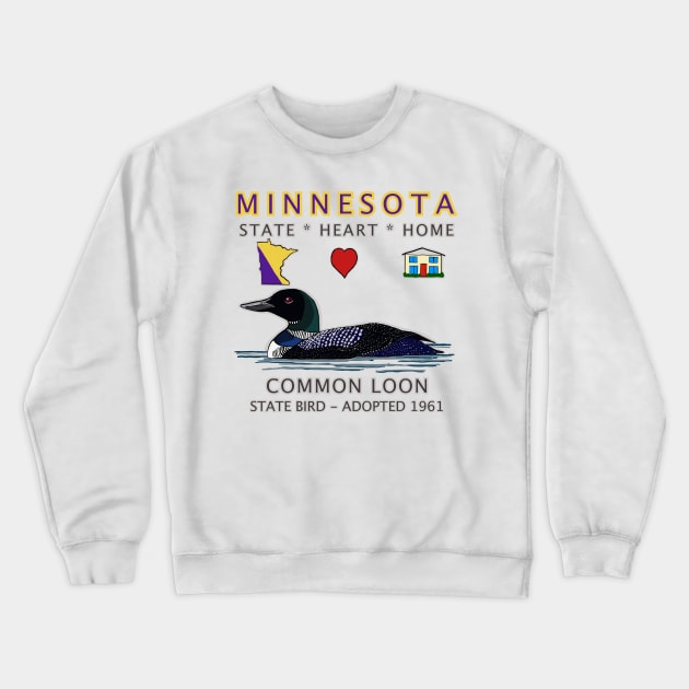 Minnesota - Common Loon - State, Heart, Home - state symbols Crewneck Sweatshirt by cfmacomber